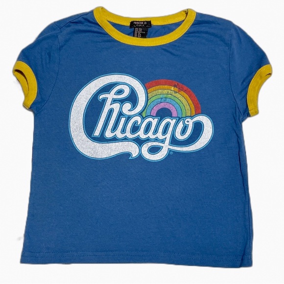 Forever 21 Other - Forever 21 Chicago Retro Rainbow Ringer Tee 5T
